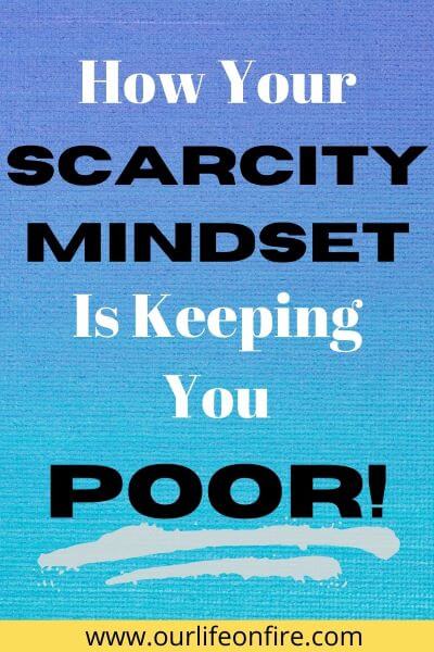 Blue Background with "How Your Scarcity Mindset Is Keeping You Poor" written in the forefront.  