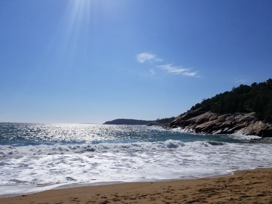 Sand Beach Acadia national Park - Blue Ocean on a sunny day