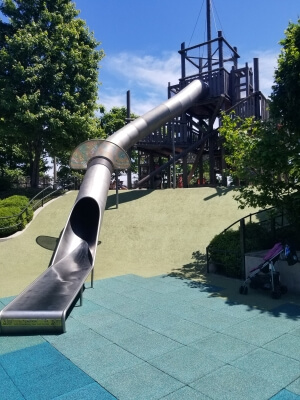 Maggie Daley Park and Playground in Chicago, IL - A large metal slide