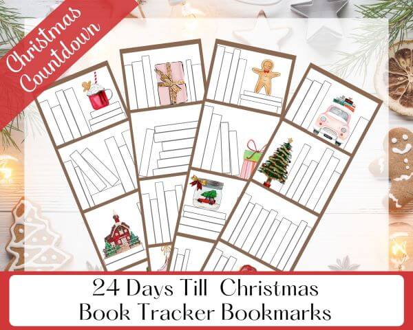 Four Printable Christmas Book Tracker Bookmarks to Countdown 24 Days Till Christmas